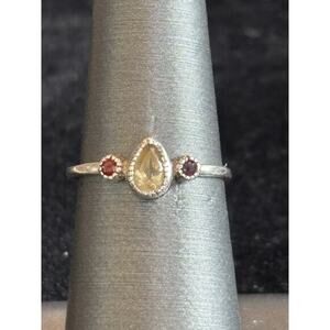 Sterling Silver Citrine Garnet Ring Sz 7 925